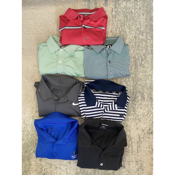 LOT (7) Footjoy Nike Mens Size Large Short Sleeve Golf Polo Shirts Pink Green